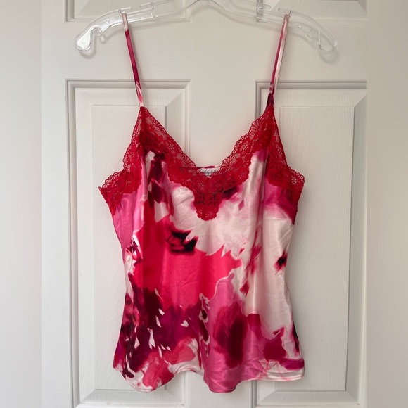 NWT Linea Donatella Watercolor Floral Lace-Trim Cami M - Picture 2 of 10